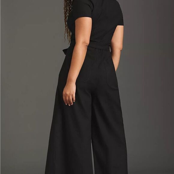 NWT Anthropologie Maeve Collette Wrap Black Jumpsuit  Sz 2 Petite Host Pick 🥰 - Picture 6 of 16